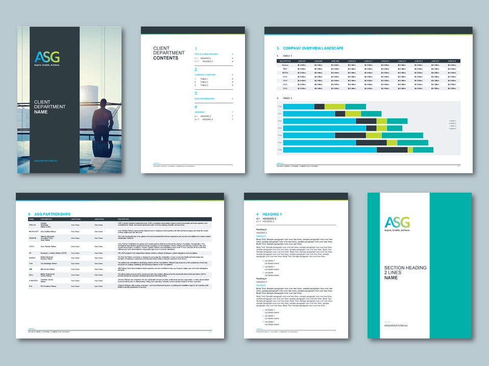 InDesign to Word bid templates for digital transformation company​. Client: ASG