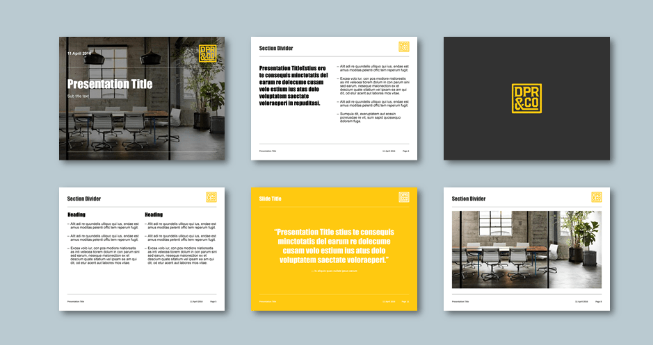 PowerPoint presentation template for advertising agency. Client: DPR&Co