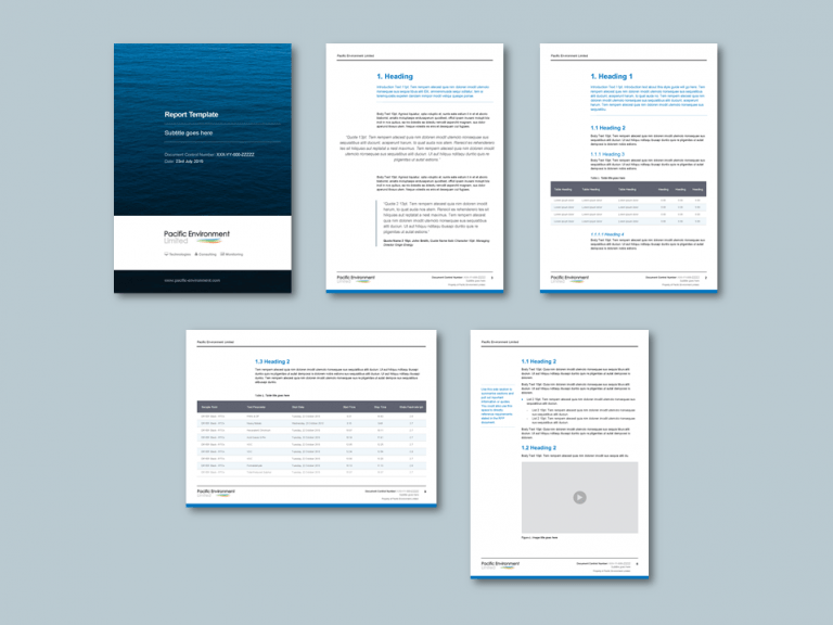 InDesign to Word proposal template for environmental technology consultancy. Client: Pacific Environment