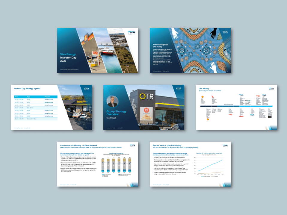 Viva Energy InDesign to PowerPoint presentation template for an energy company