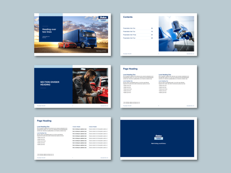 InDesign to PowerPoint presentation template for paint manufacturer