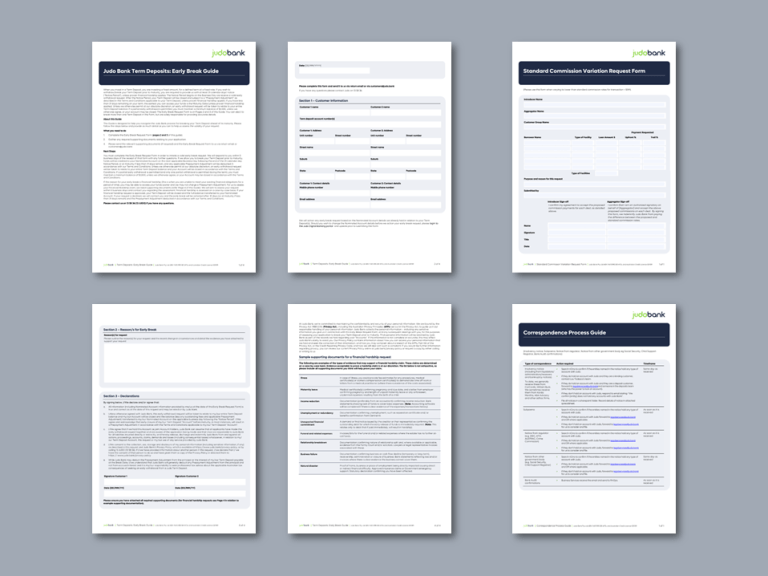 Judo Bank Word term deposit guide, standard variation request, and correspondence process guide forms