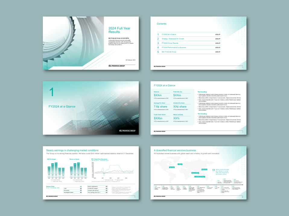 Bell Financial Group AGM PowerPoint template for financial advisory firm