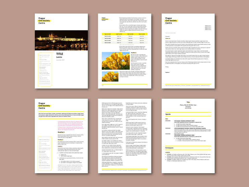 PCSC Word report, letterhead, newsletter, and agenda templates for non-government-organisation