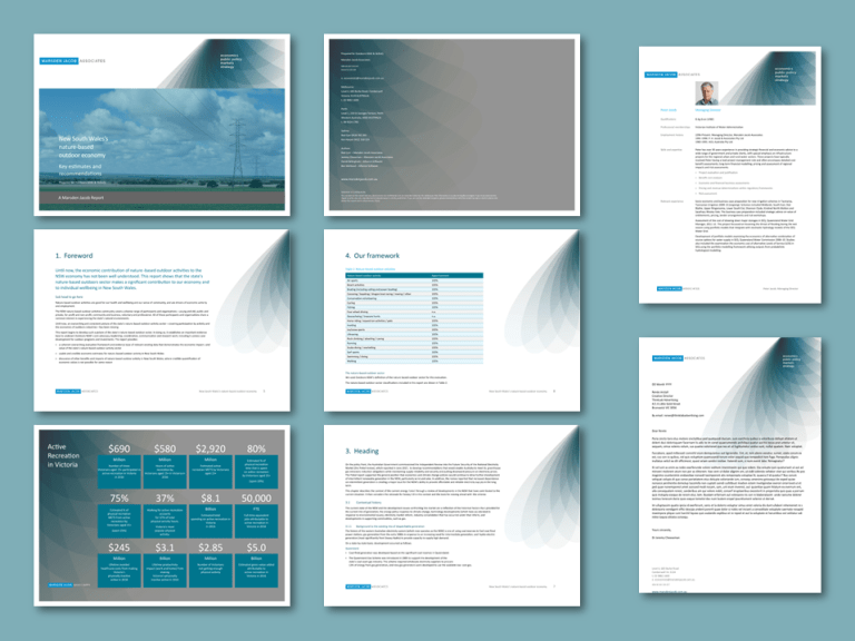Marsden Jacob Word landscape report, CV and letterhead templates for an economic, policy and strategy consultancy